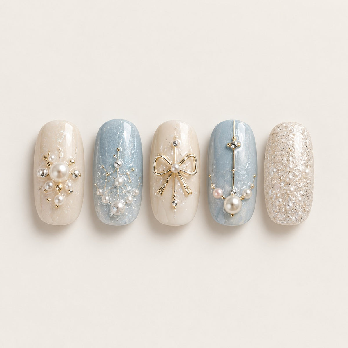 Frosted Pearl press-on nails